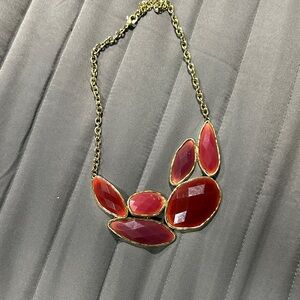 Elegant Red and Gold Statement Necklace